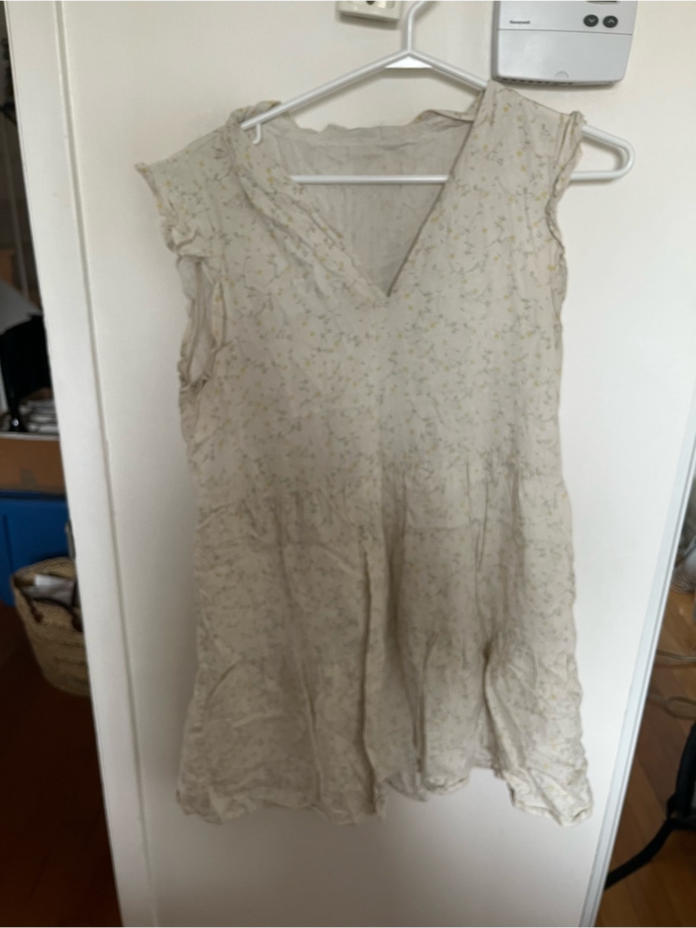 Simons Cream Floral V-Neck Tunic Dress